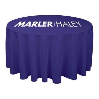 Round Printed Tablecloth Blue With Logo