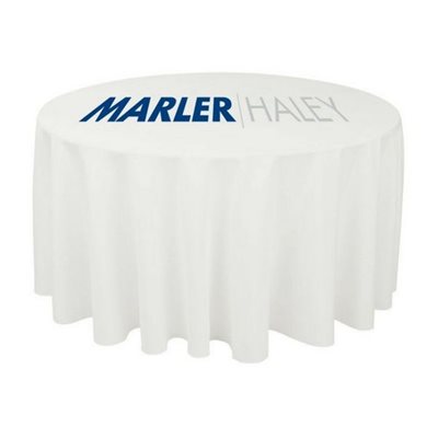 Round Printed Tablecloth White With Logo
