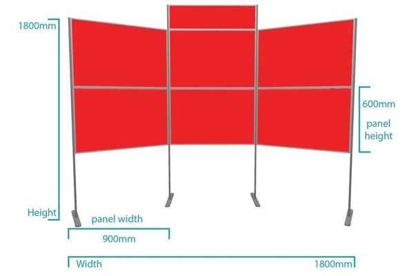 6 panel lightweight pole and panel display board kit landscape dimensions