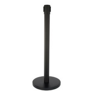 1x Retractable Black Pedestrian Barrier (1x Post, 1x Base and 1x 2000mm Black Tape)