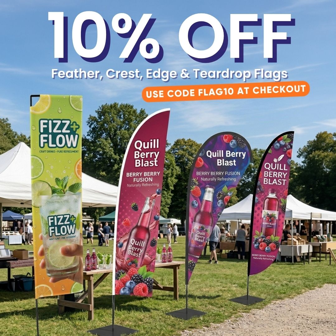 Custom Promotional Flags | 10% Off Offer | Marler Haley