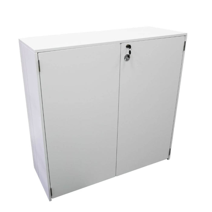 IllumiLOCK LED Lightbox Exhibition Counter rear view with storage doors closed