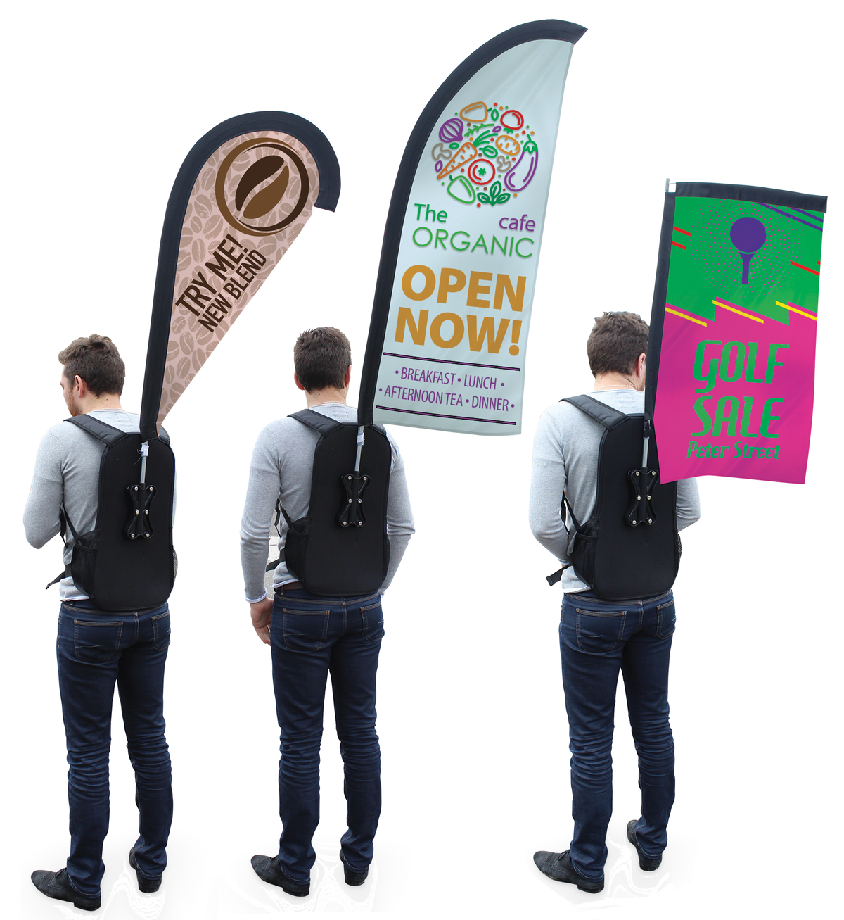 Custom Printed Promotional Backpack Flags | Marler Haley