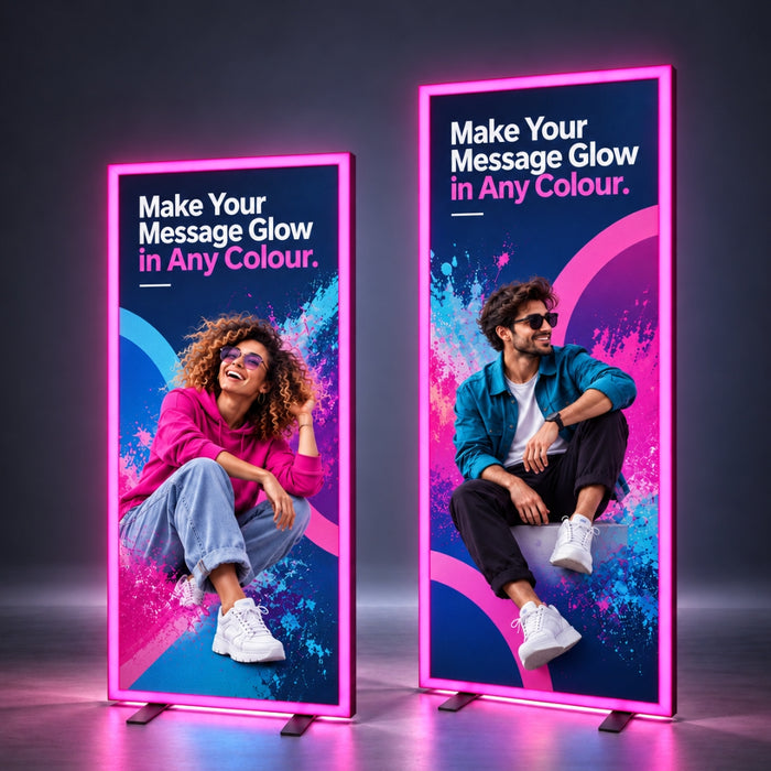 illumiGLOW RGB Illuminated Frame Display Stand - 1m Wide - 2m & 2.4m Tall