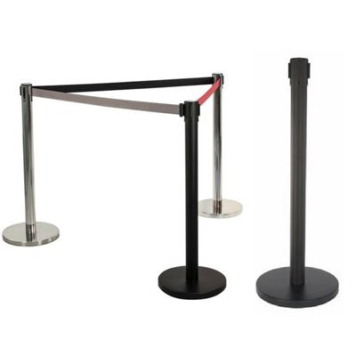 Retractable Black Pedestrian Barrier